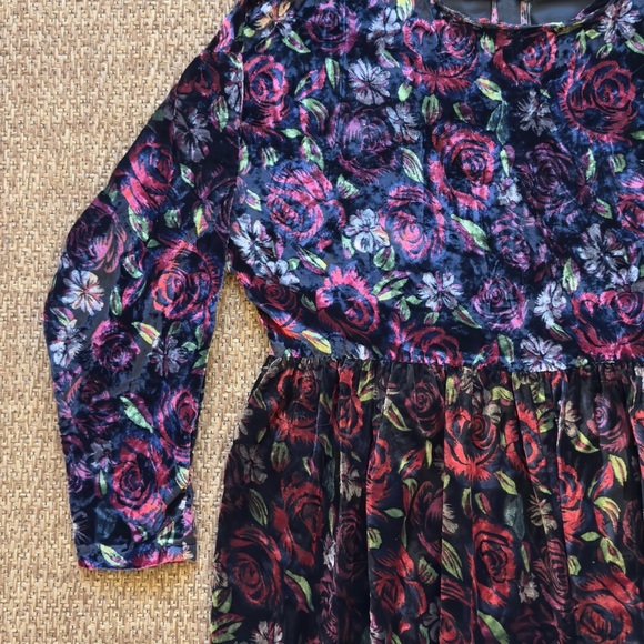 Vintage Handmade Velvet Floral Maxi Dress - Picture 3 of 13